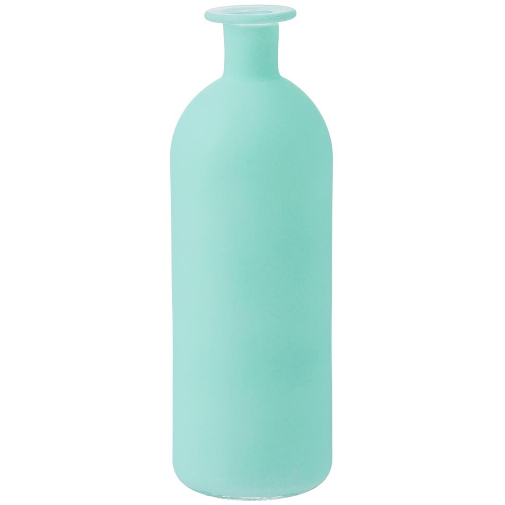 Glass Vase Pastel Frosted 8in Teal