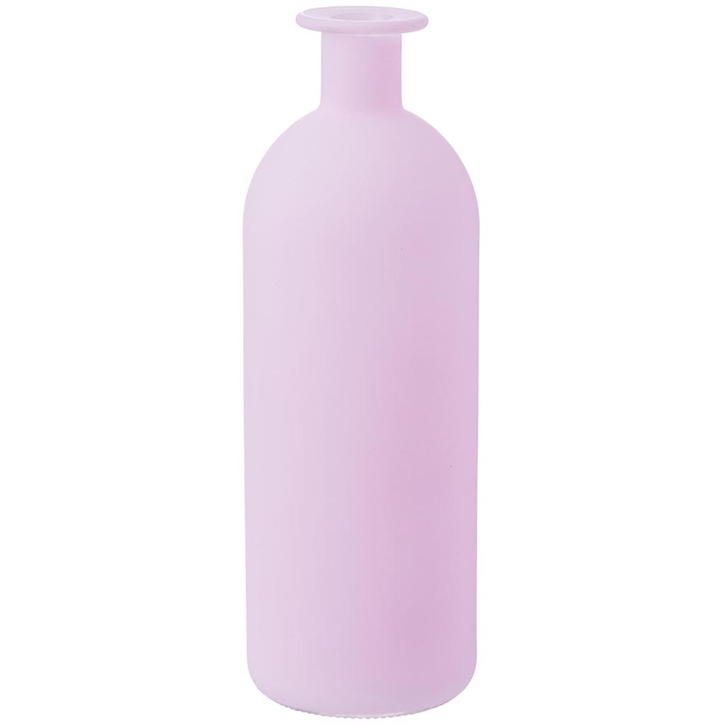 Glass Vase Pastel Frosted 8in Pink