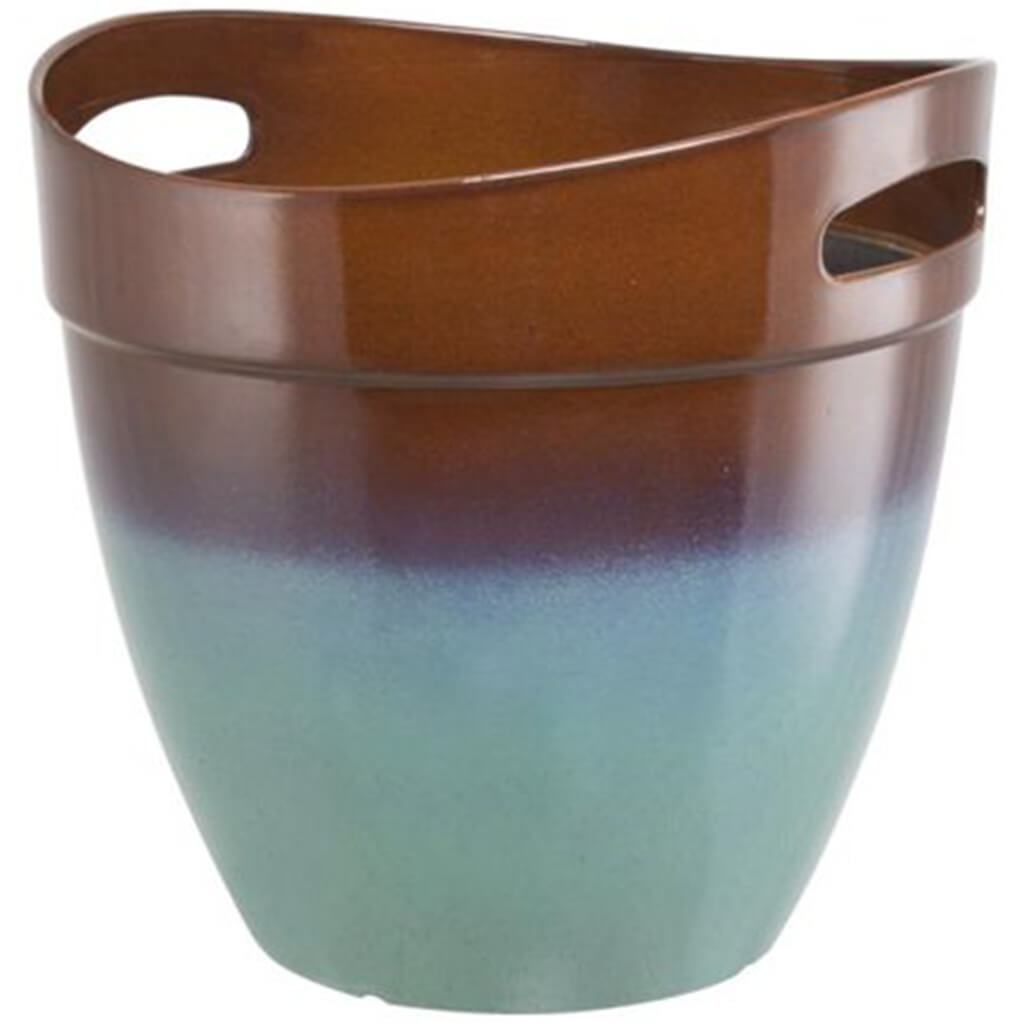 Resin Planter with Handle Teal, 12in