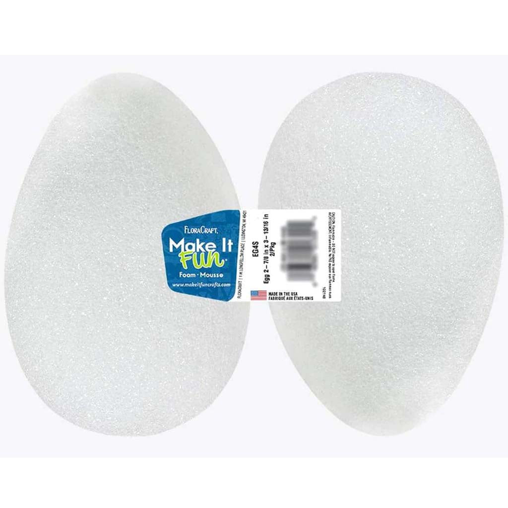 Styrofoam Eggs 3-7/8x2-13/16in White 2pcs