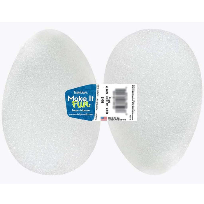 Styrofoam Eggs 3-7/8x2-13/16in White 2pcs