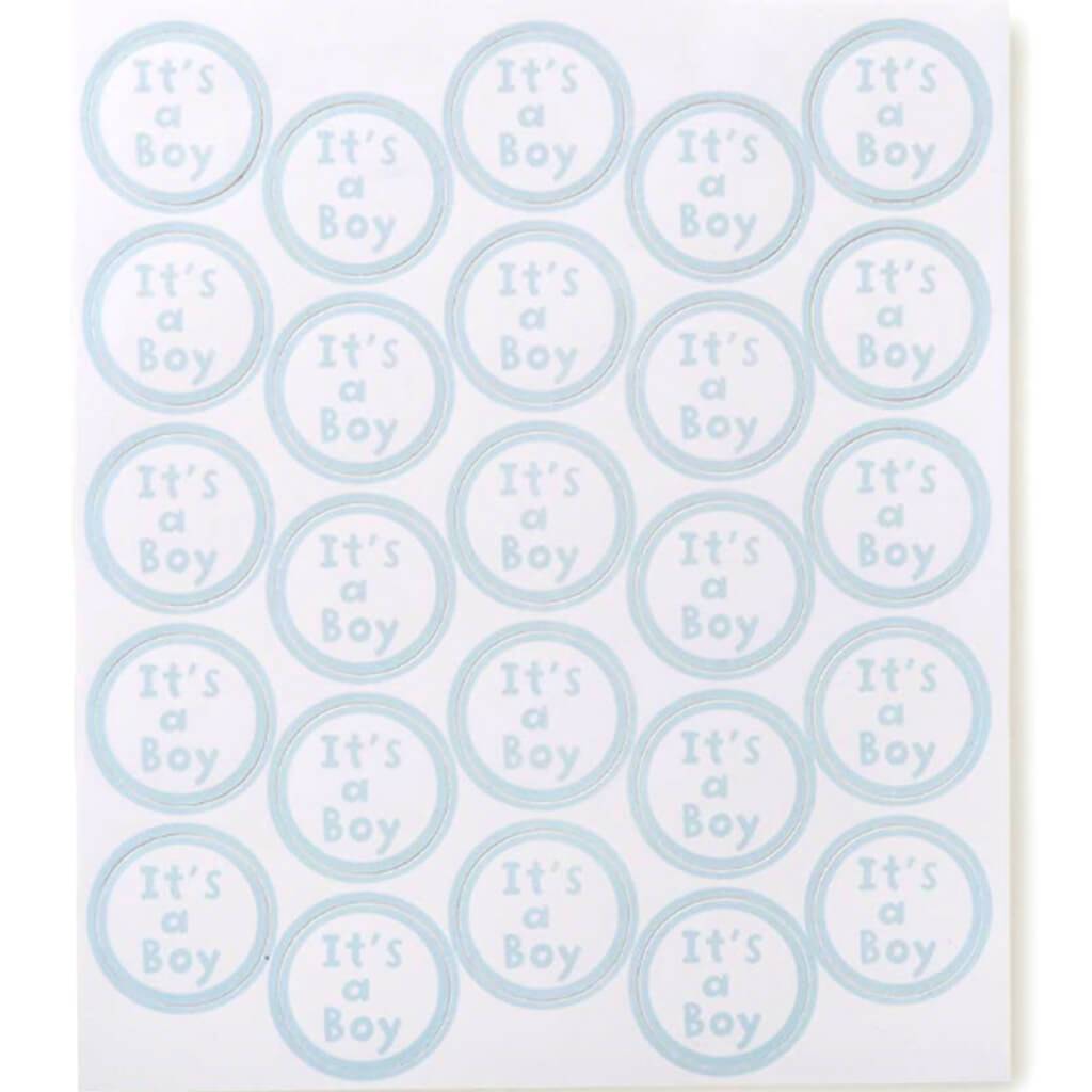 Sticker Seals It's A Boy Clear With Blue Writing 50pcs