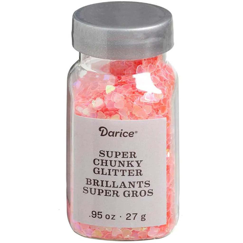 Super Chunky Hearts Glitter: Coral Pink, .95 Ounces