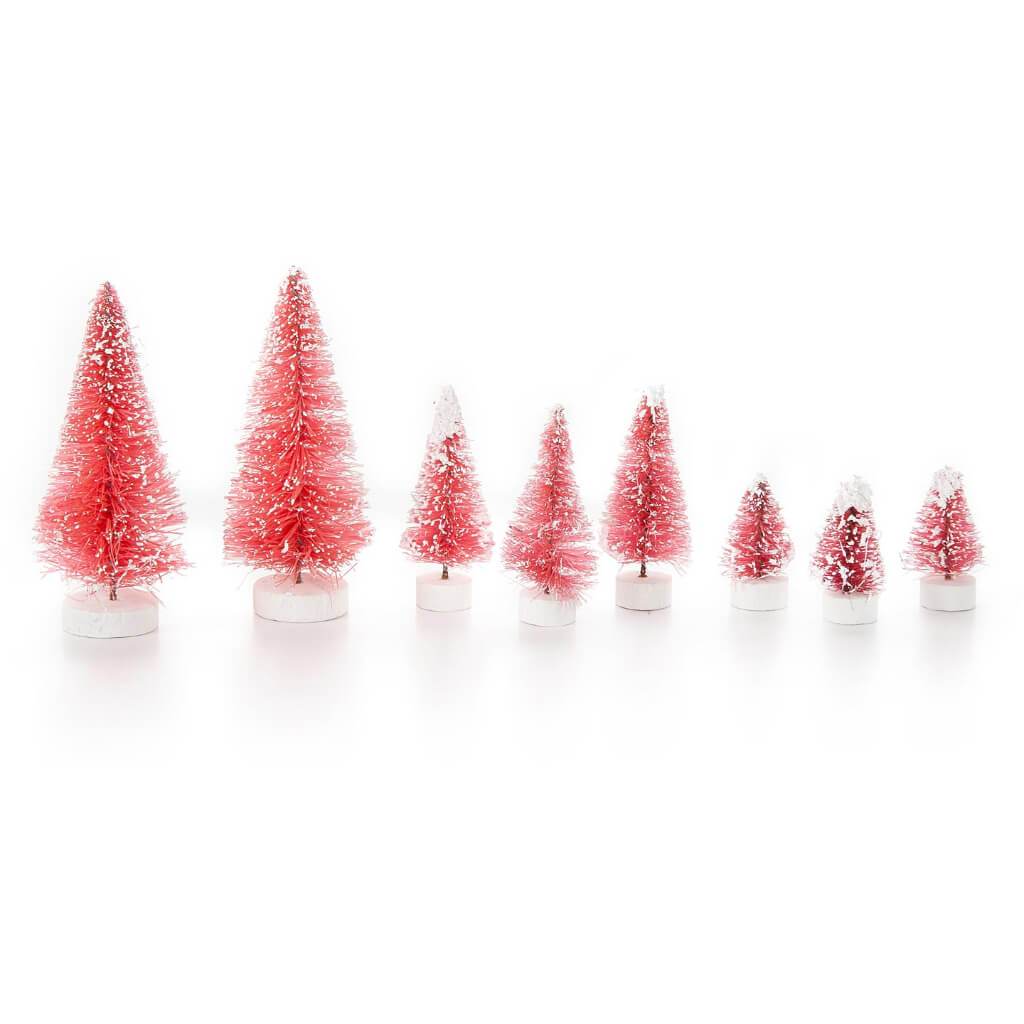 Miniature Pink Sisal Trees: Frosted Assorted Sizes 8pcs