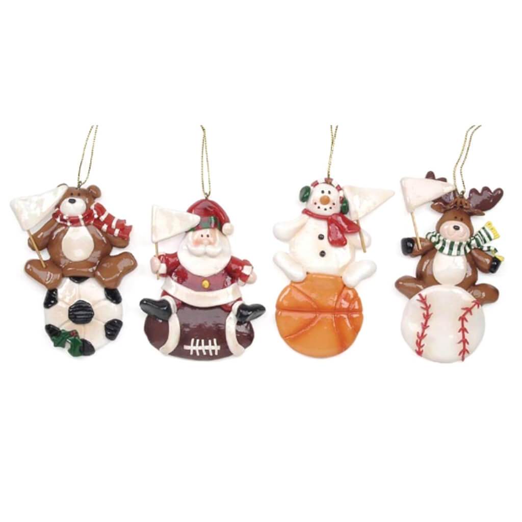 Christmas Sports Ornaments Claydough Assorted Styles