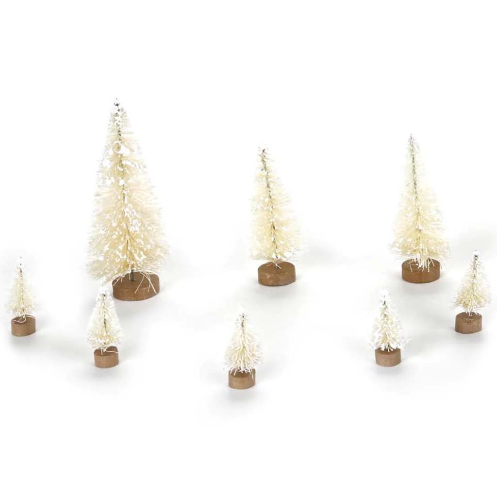 Miniature Cream Sisal Trees: Frosted Assorted Sizes 8pcs