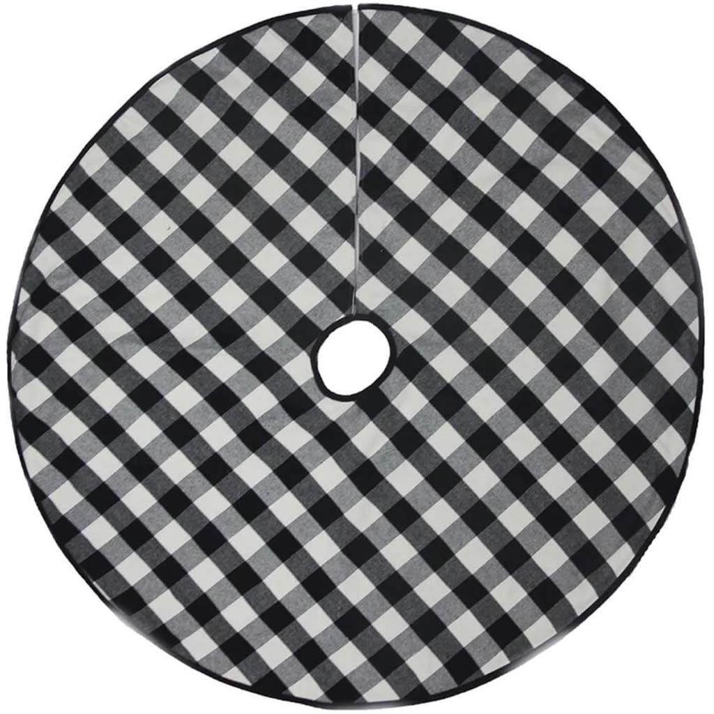 Tree Skirt Buffalo Check Black White 48in