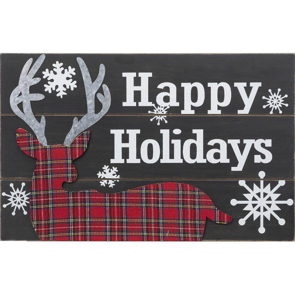 Happy Holidays Wall Sign: Deer, 18 x 11.38 Inches