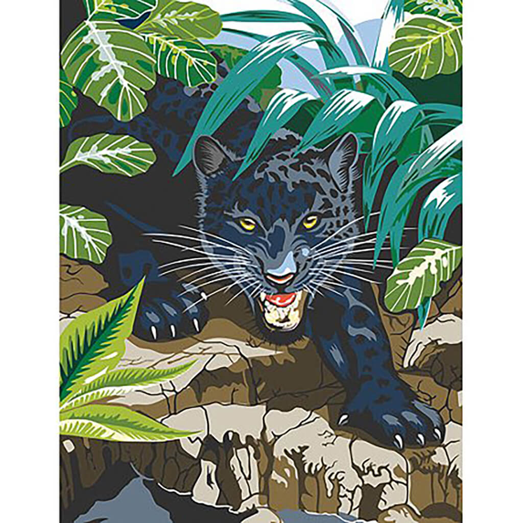 Junior Small Paint By Number Kit Black Leopard