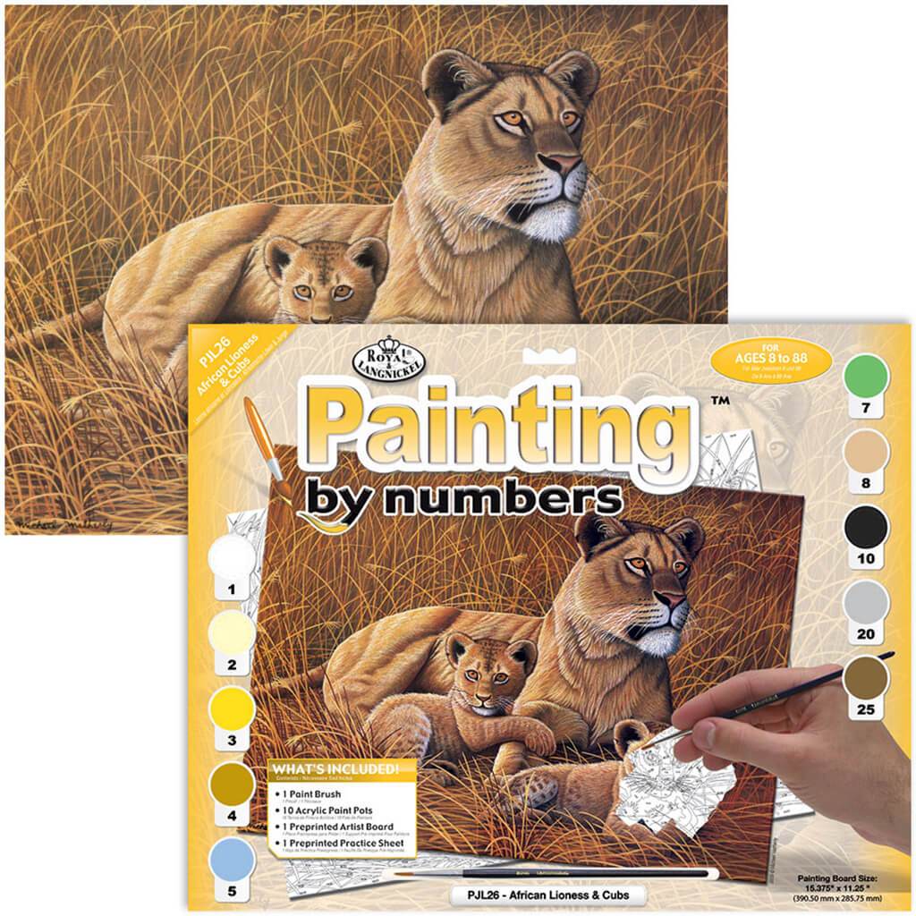 Painting By Numbers Junior Large African Lioness &amp; Cubs