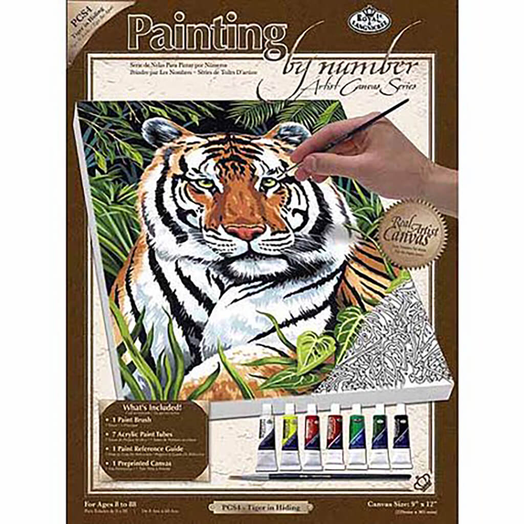 Paint By Number Kit Artist Canvas Tiger In Hiding
