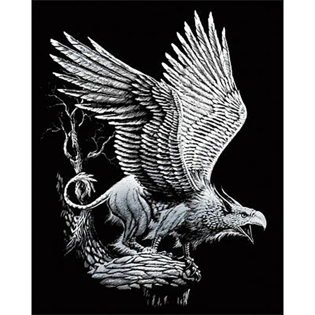 Silver Engraving Screaming Griffin