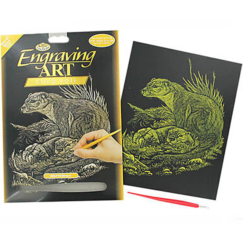 Engraving Art Gold Foil Otter