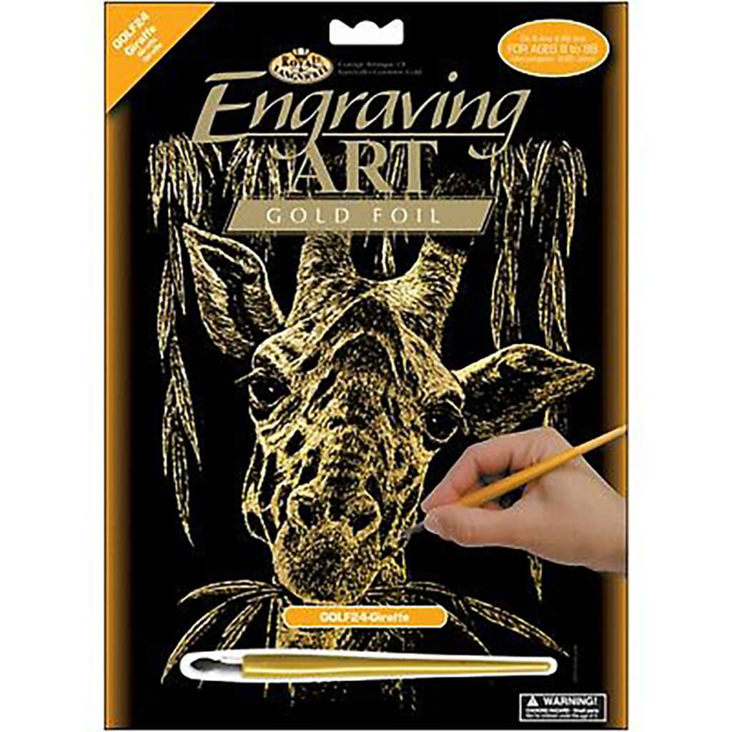 Engraving Art Gold Foil Giraffe