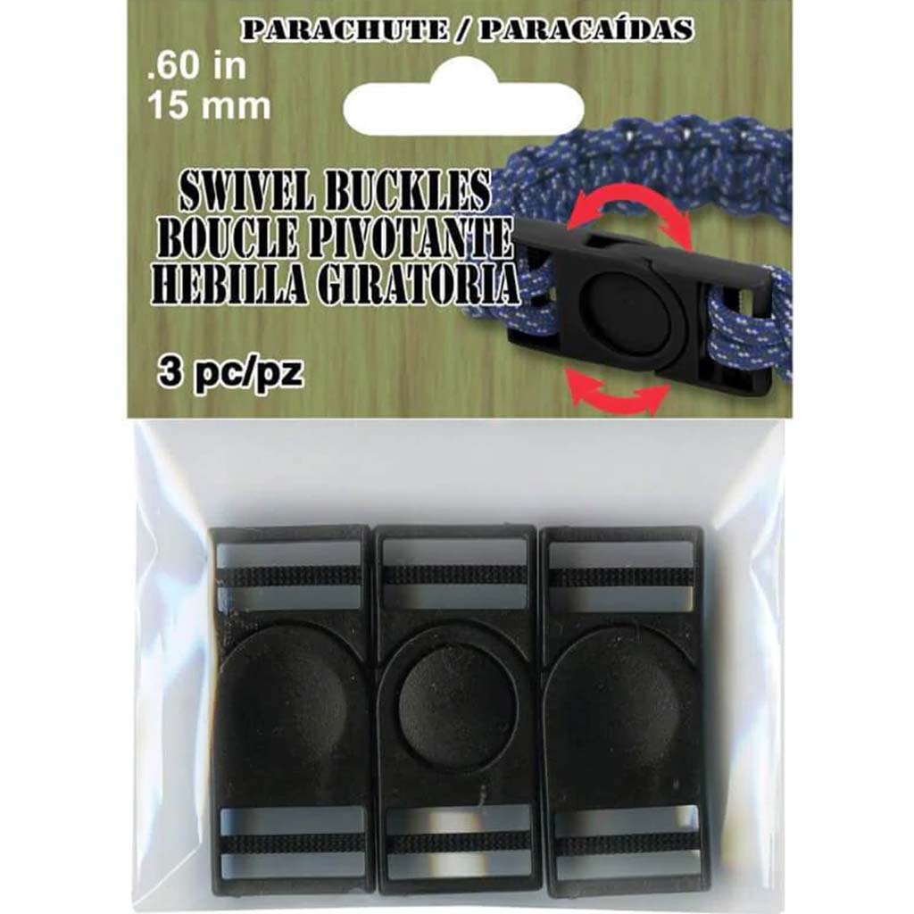 Swivel Buckle Black 3pcs 15mm