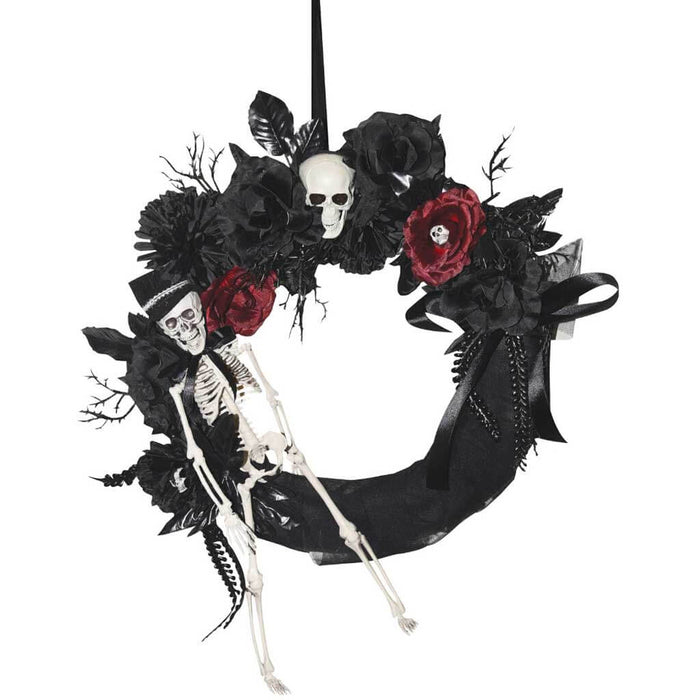 Wreath with Skeleton & Flowers