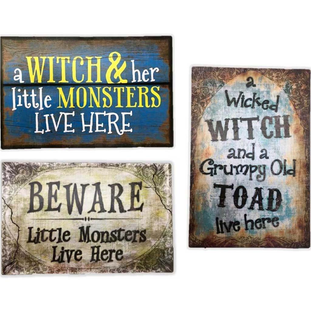 Witches &amp; Monsters Metal Sign Assortment