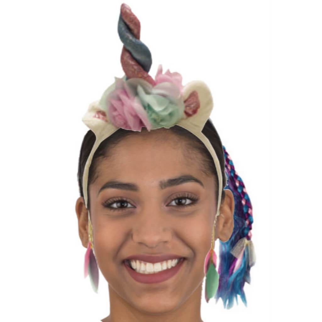 Unicorn Set 3Pc Headpiece/Earrings/Hair Braid