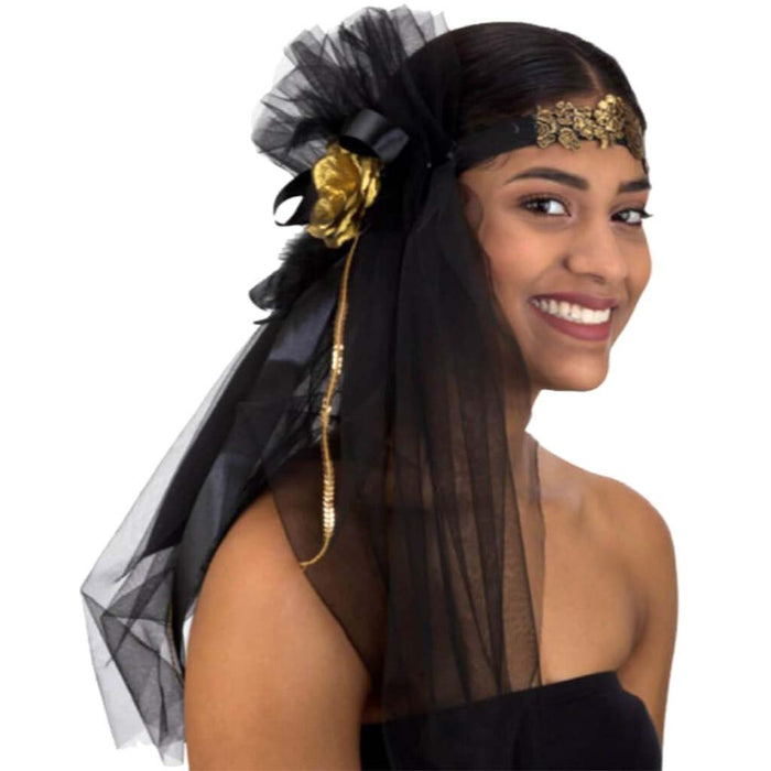 Headpiece Flower, Ribbon & Veil