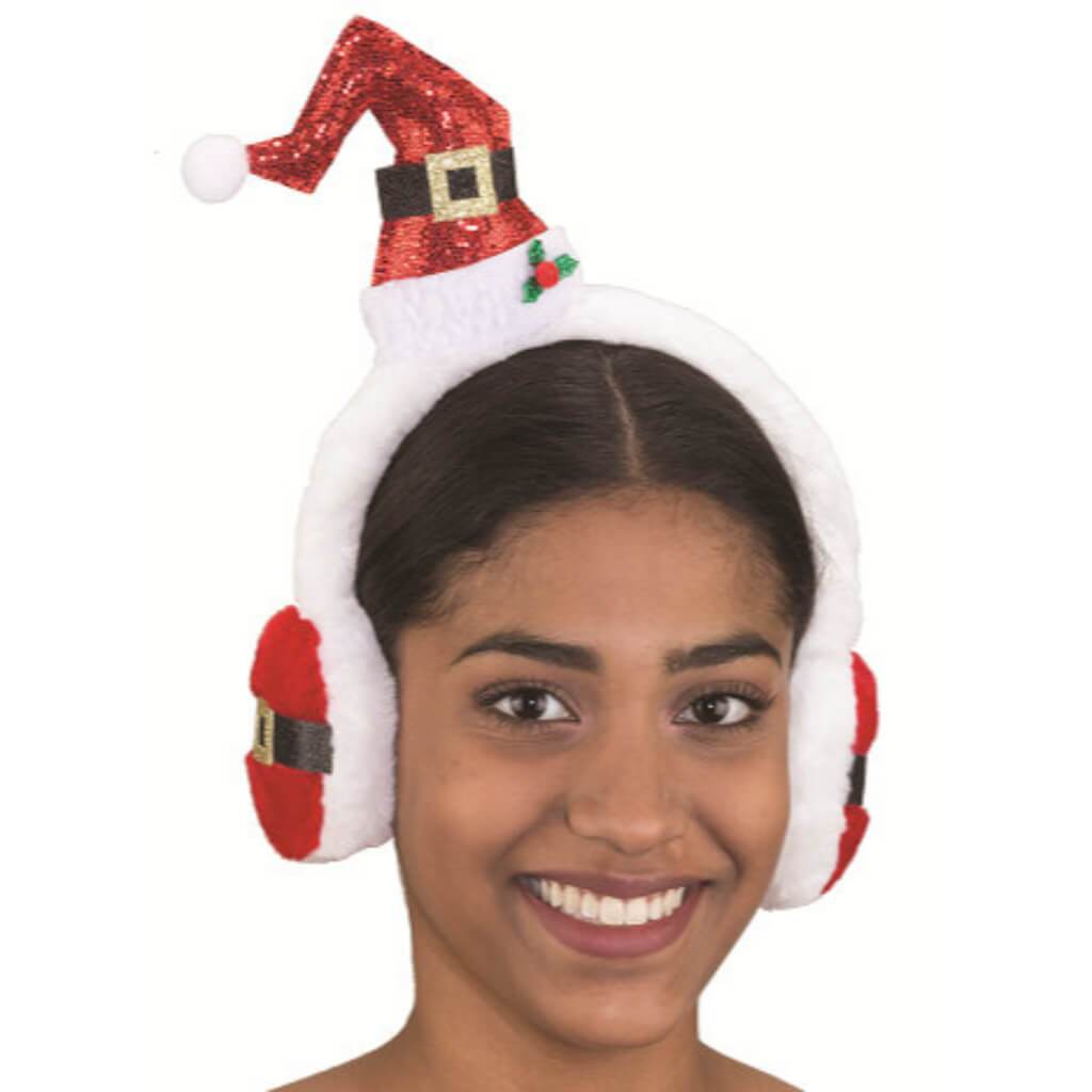 Mini Santa Hat with Earmuffs Headpiece