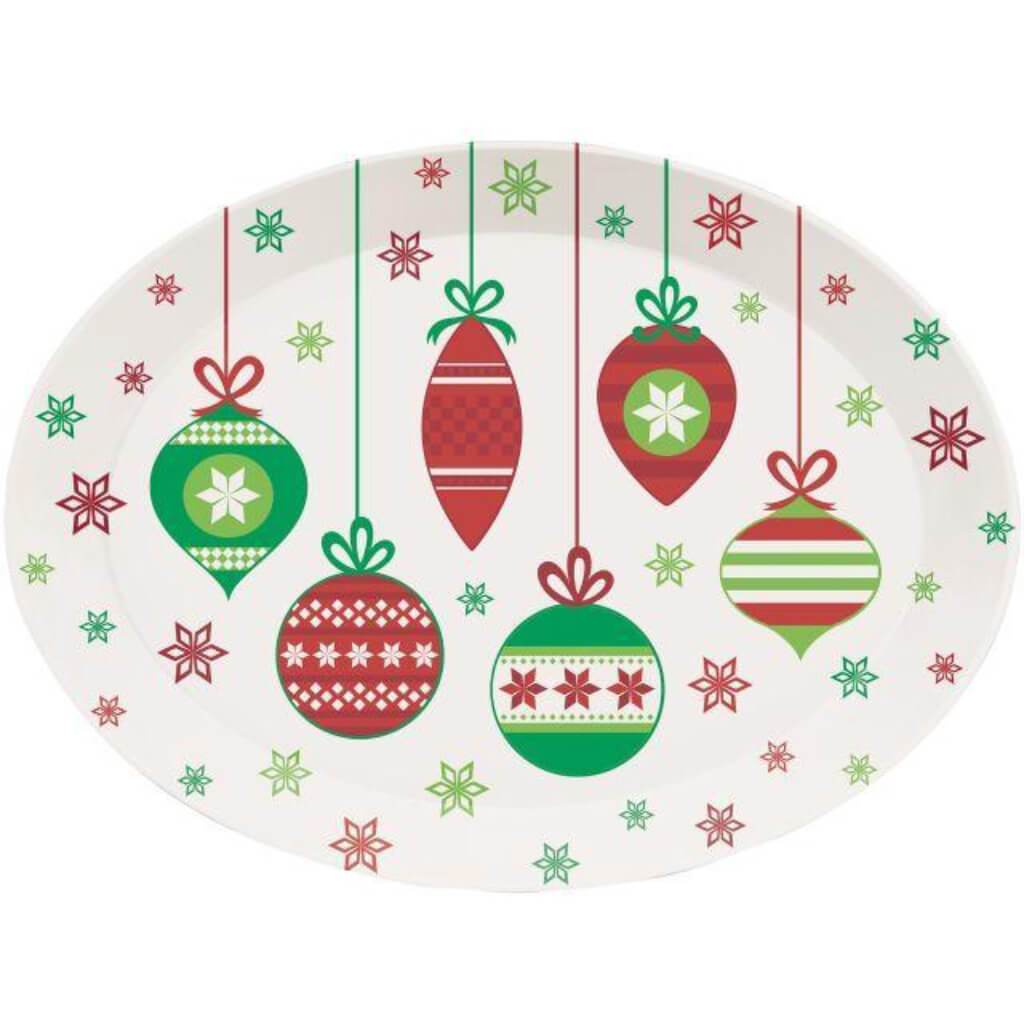 Christmas Ornaments 10x14 Oval Tray