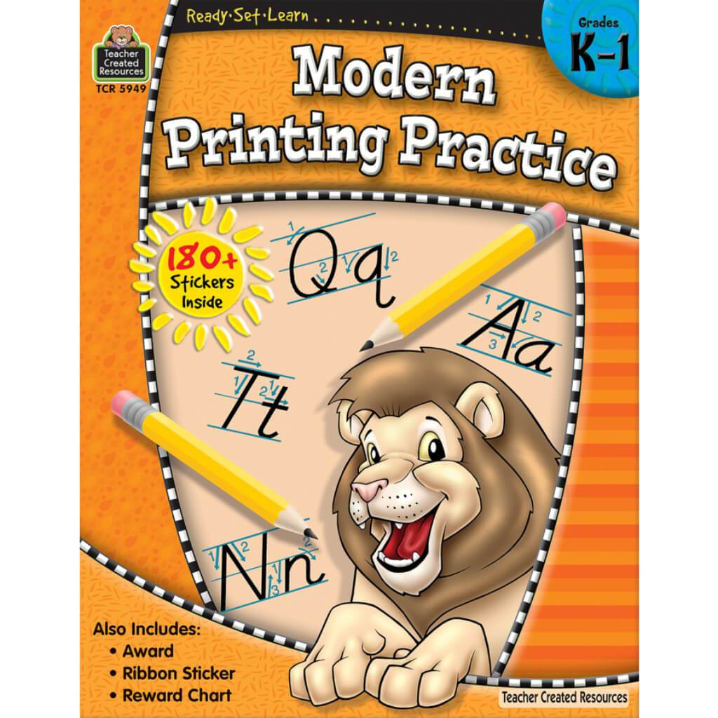 Ready-Set-Learn Modern Printing Practice Book Grade K-1 