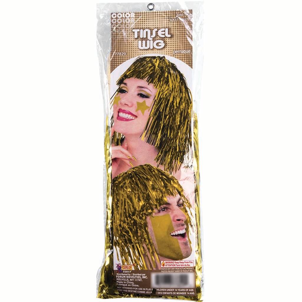 Tinsel Foil Wig Gold