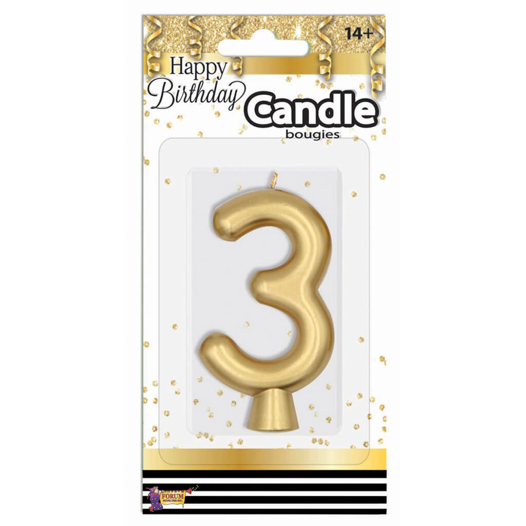 Number Candle Gold Metallic-3