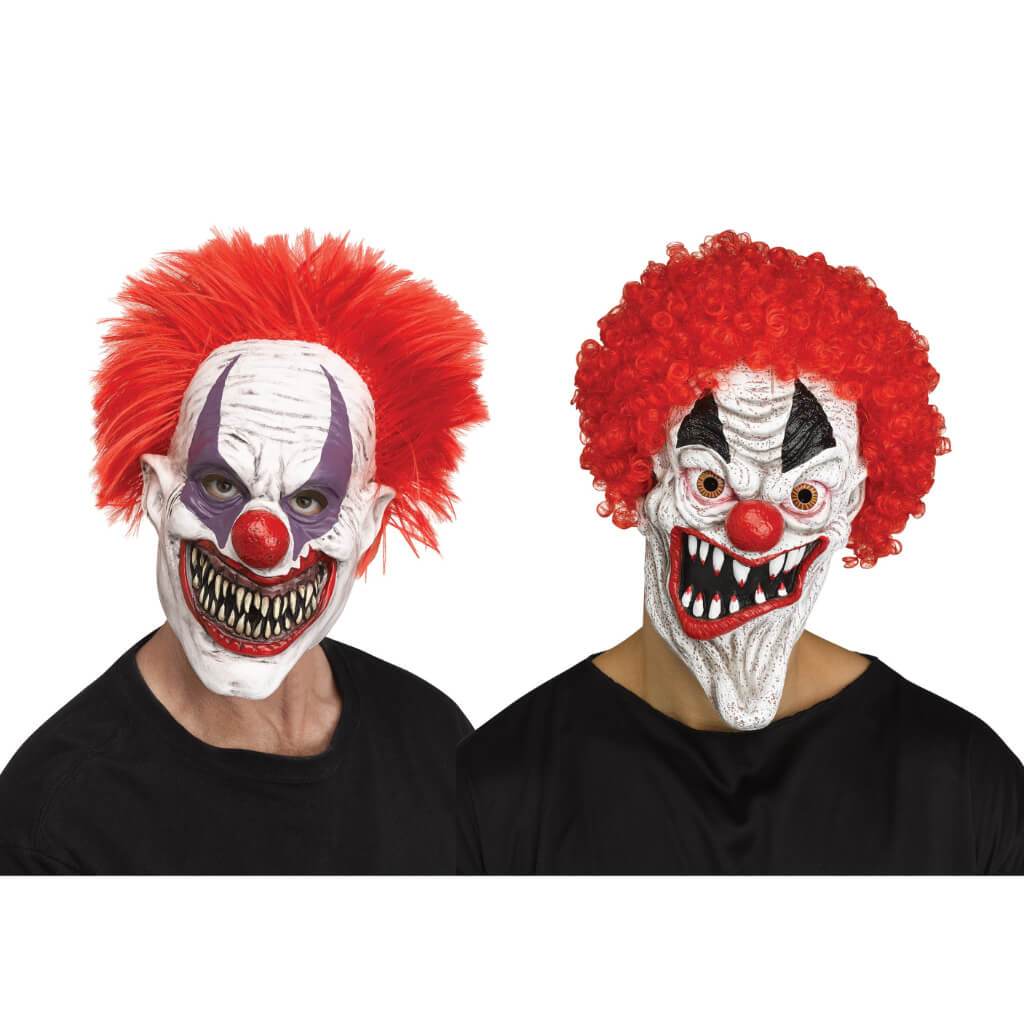 Demented Clown Mask with Hair