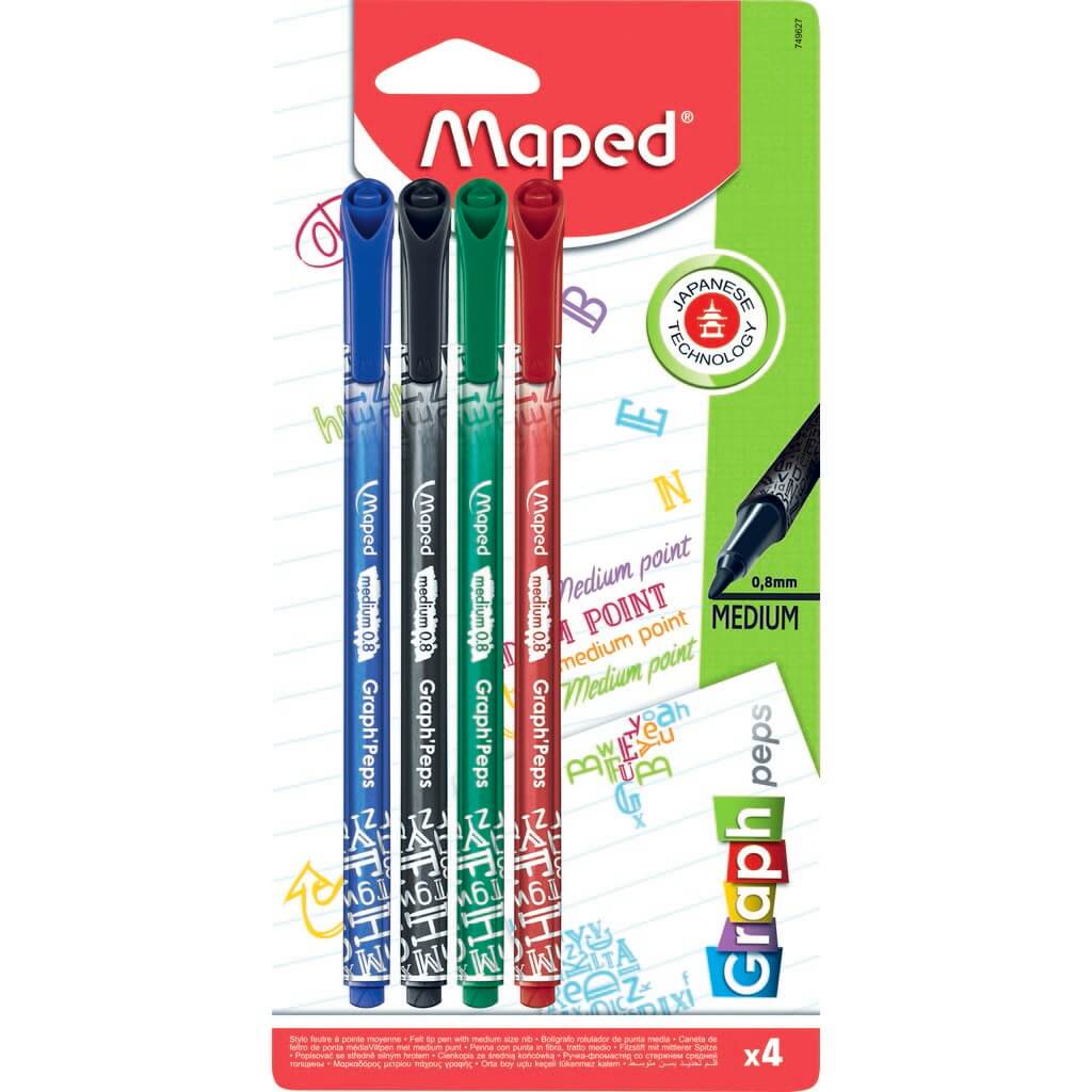 Graph Peps Deco Max fineliner, 4pc .8mm