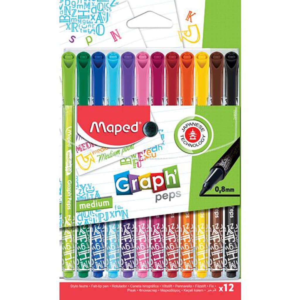 Graph Peps Deco Max fineliner, 12pc .8mm