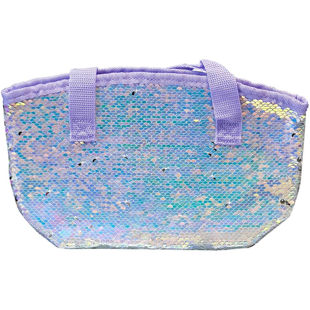 Insulated Mini Lunch Tote with 2 Way Sequin Iridescent Lilac