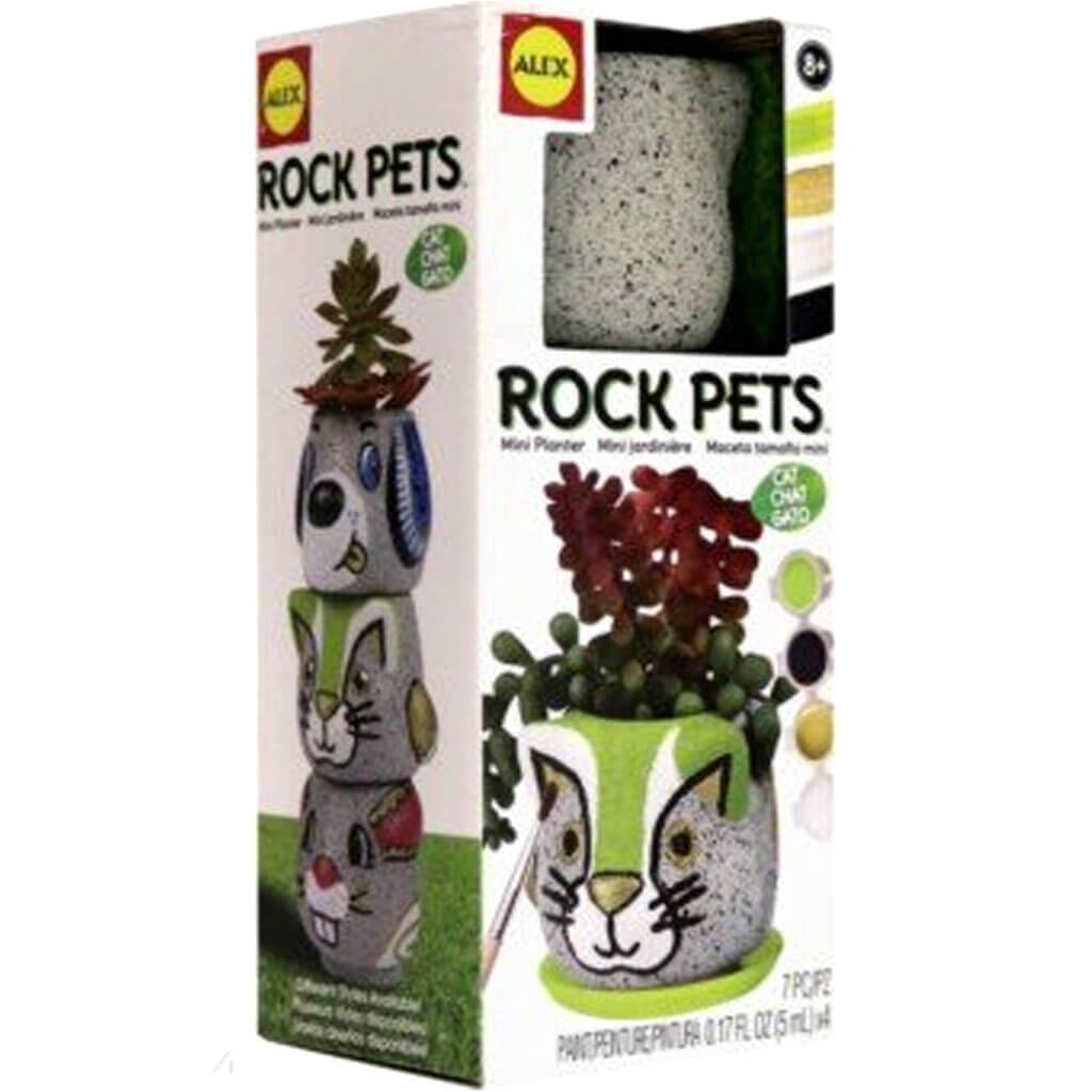 Rock Pets Mini Planter Cat Green