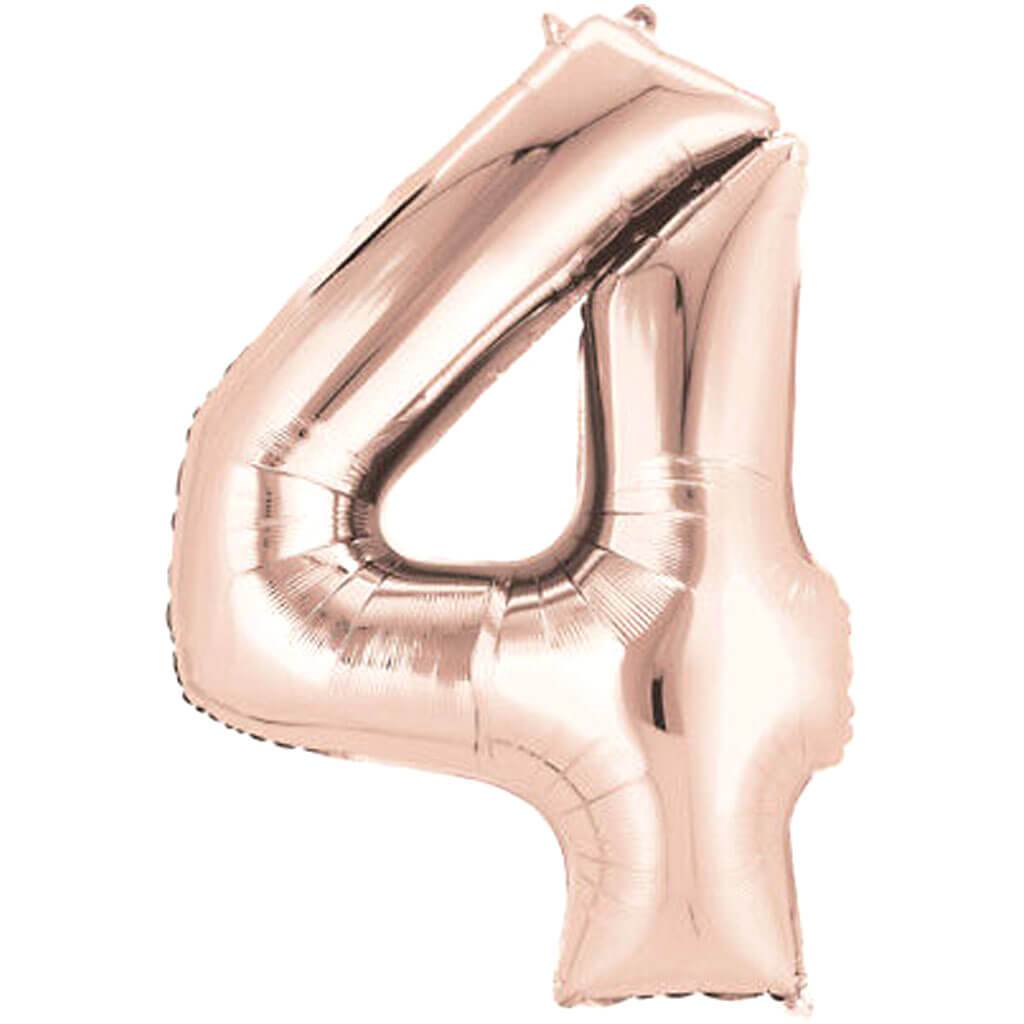 Foil Balloon Number 4 Rose Gold 34in