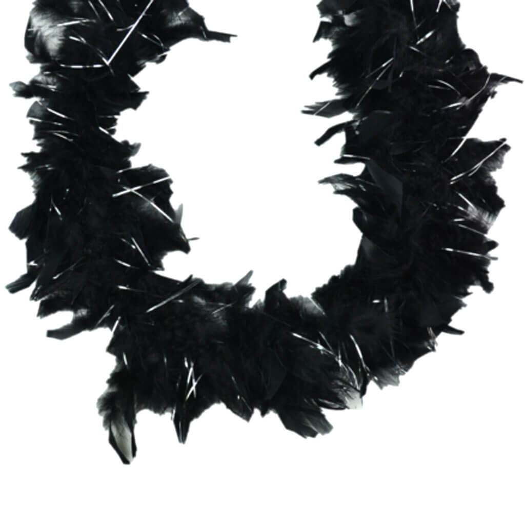 Mini Feather Turkey Flat Chandelle Mini Boa with Silver Lurex 25g 48in