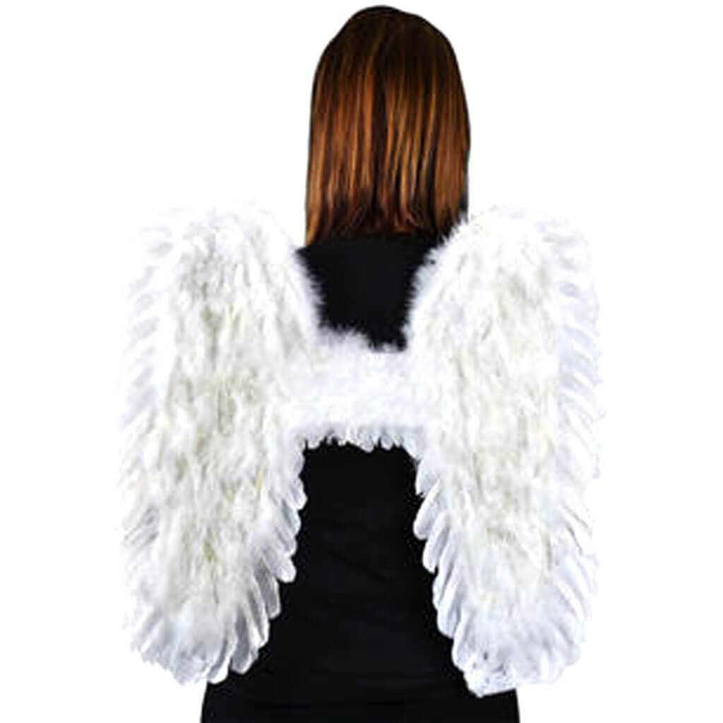 Feather White Angel Wings 23in x 16in White with Elastic Straps