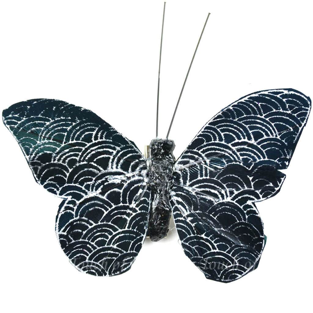 Feather Butterfly with Arch Design 3.75in Black