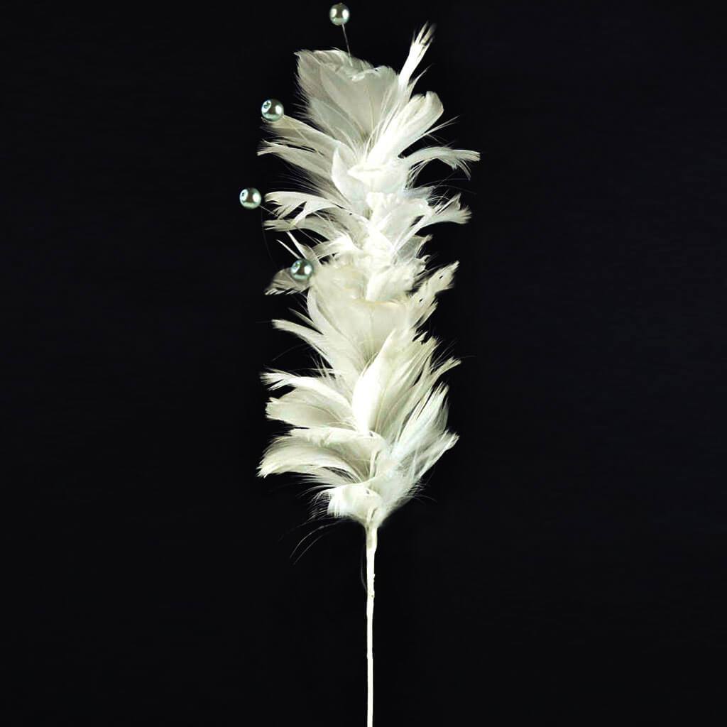 Single Decorative Feather Floral Stem Wool