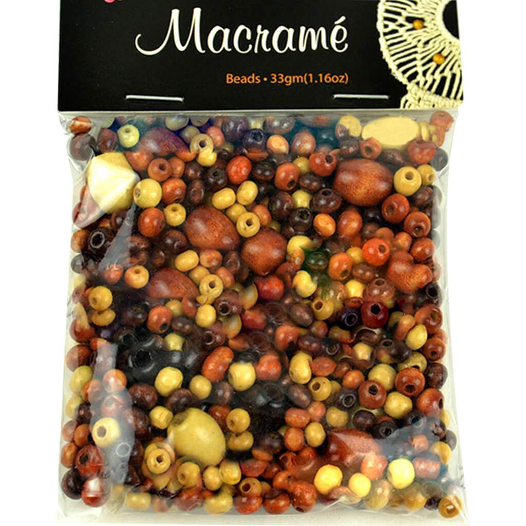 Mixed Assortment of Brown Macrame Beads Various Shapes and Colors 33g