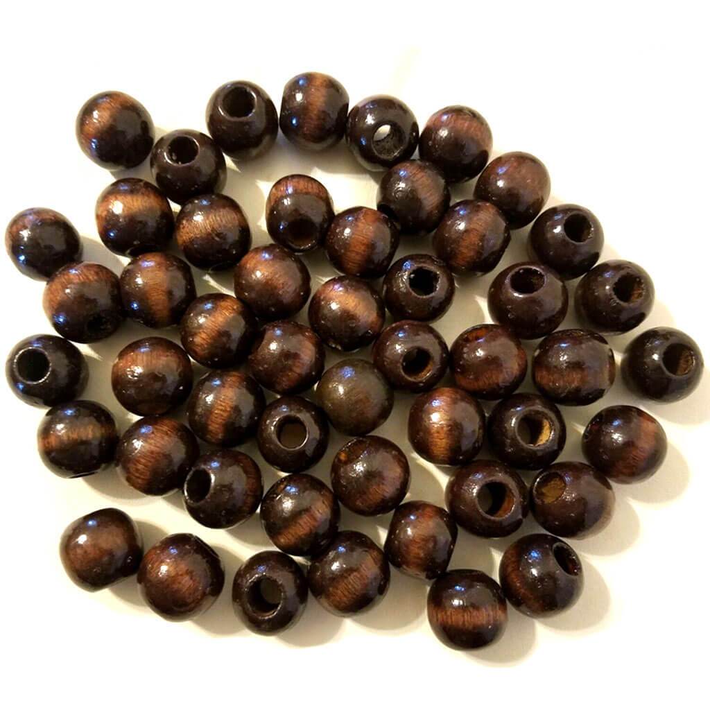 Round Macramé Beads 50pcs Dark Brown