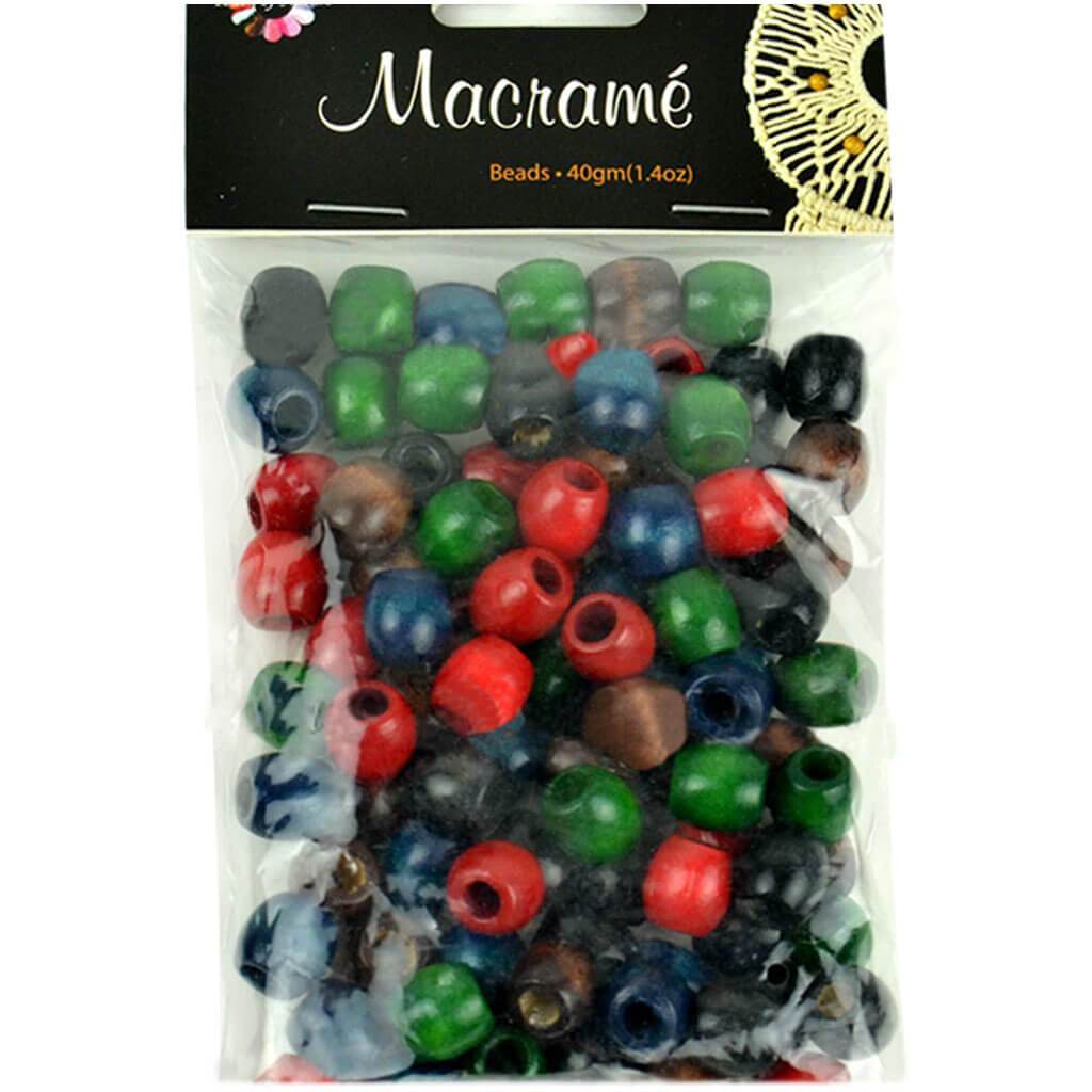 Multi-Colored Barrel Shaped Macramé Beads 40g