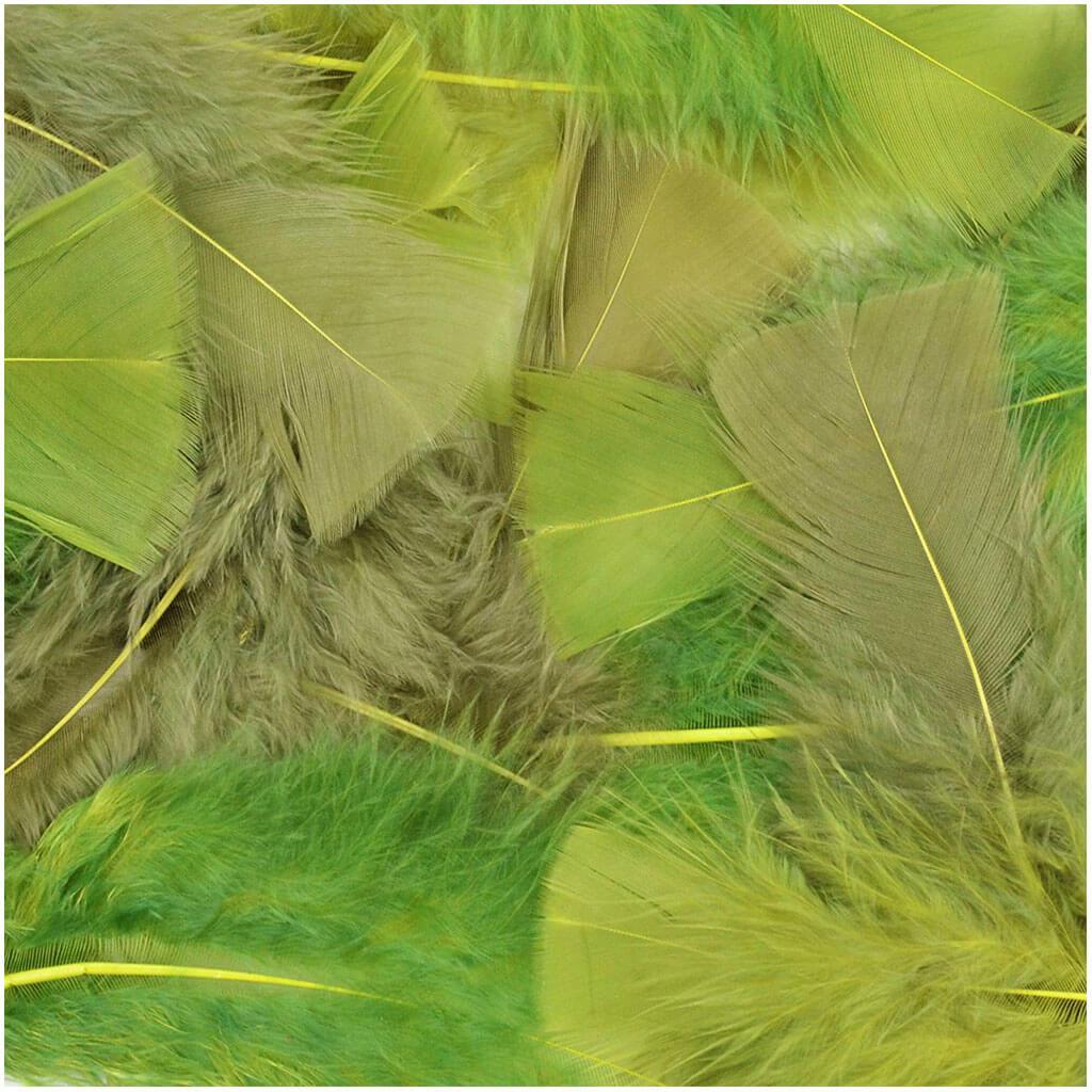 Turkey Flat Feather Fluffy Feathers 14g Basil and Sage Mix