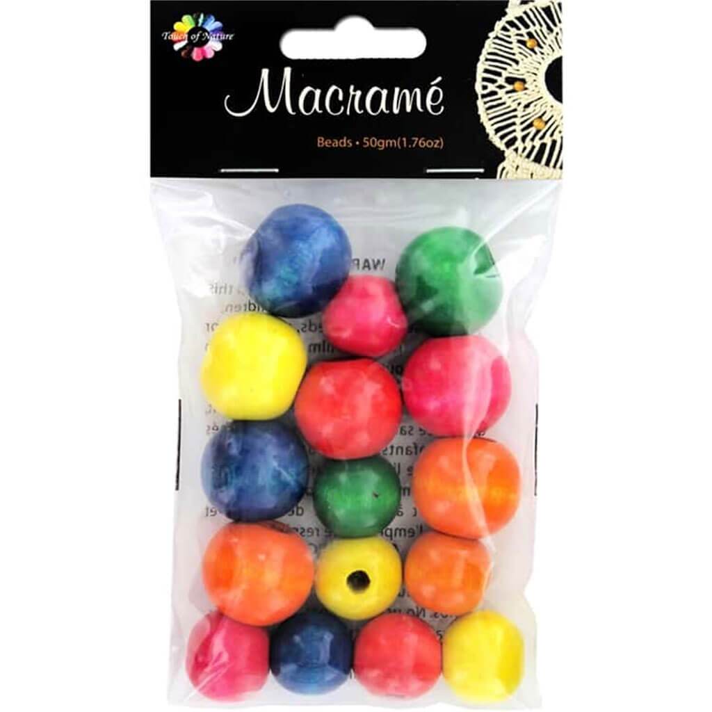 Mixed Round Multi Colored Macramé Beads 50g