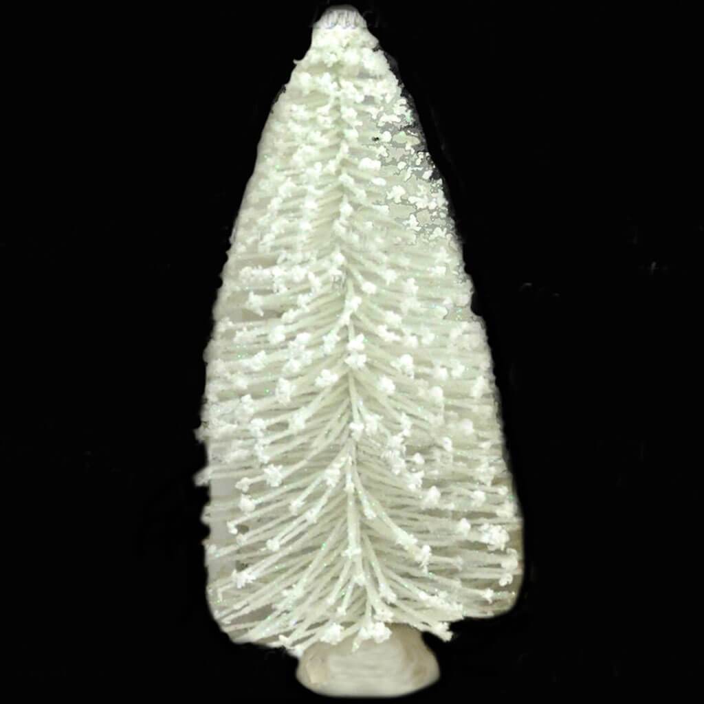 White Glitter Bottle Brush with Snow 7in