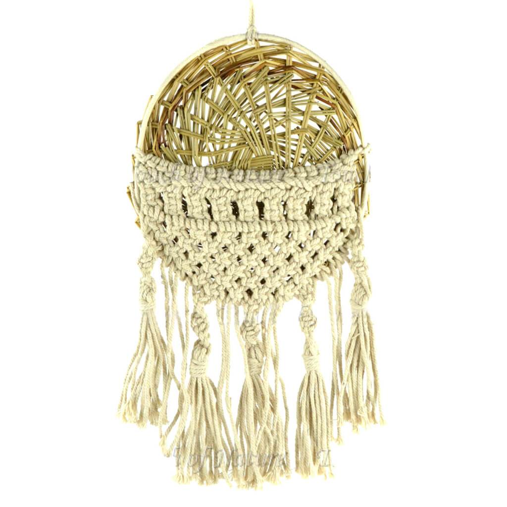 Wicker and Macrame Wall Hanging 36in