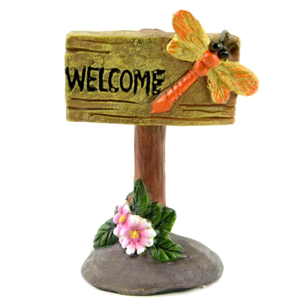 Welcome Sign with Dragonfly 2.5in