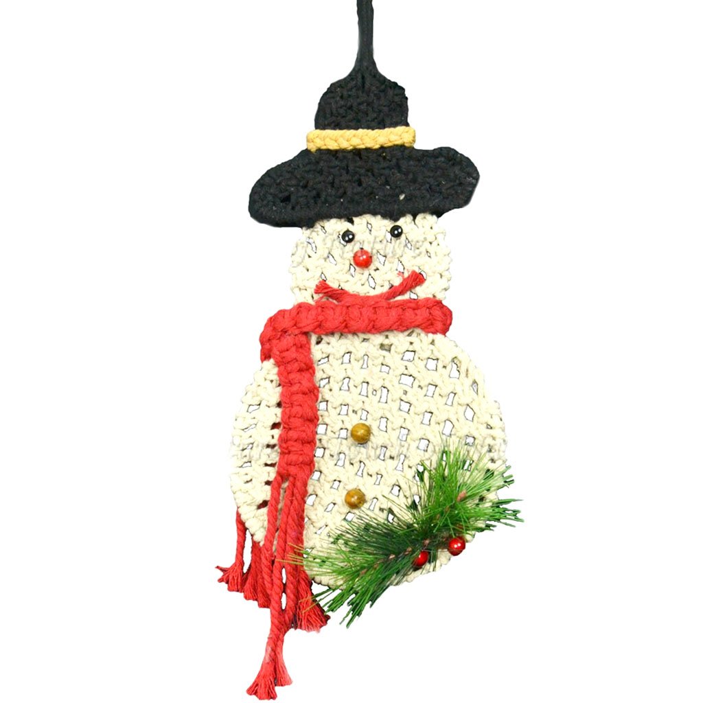 Hanging Macramé Snowman 12in