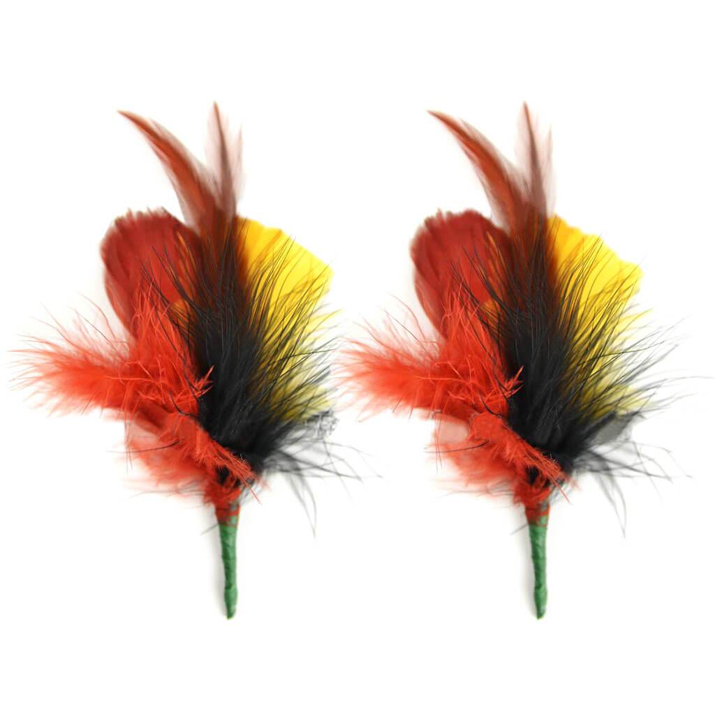 Feather Pick with Nylon Loop 4-5" Cinnamon/Squash