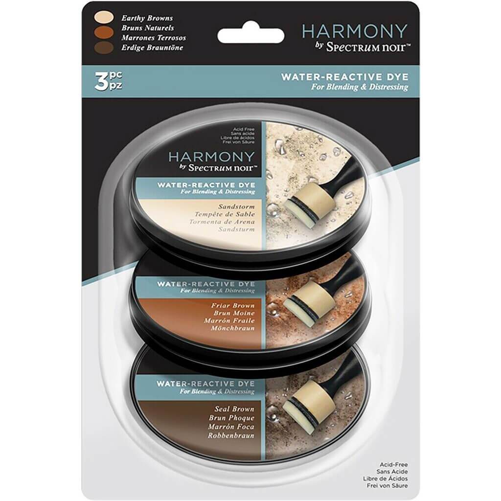 Harmony Water Reactive 3Pc Sn Ink Pad Earthy Browns