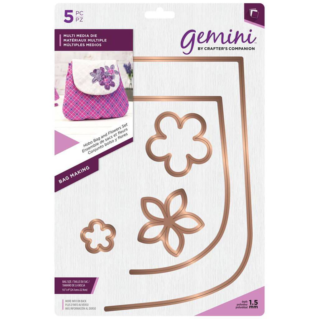 Gemini Multi Media Die Hobo Bag And Flowers Set